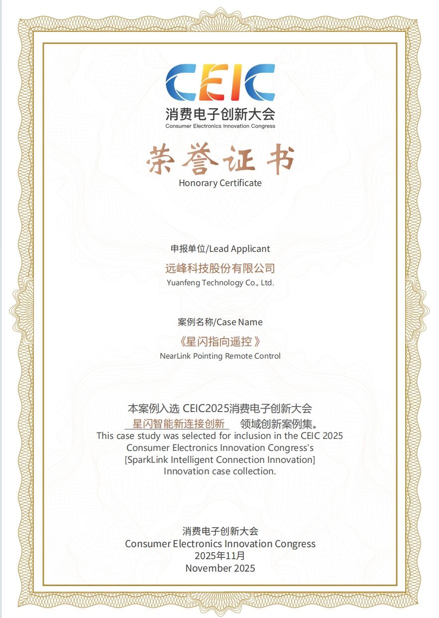 消费电子创新大会荣御证书